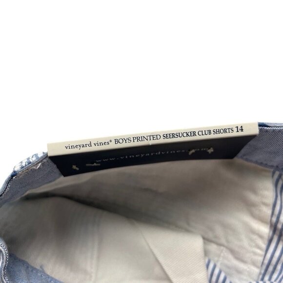 Vineyard Vines Boys New Seersucker Swordfish Blue Shorts Size 14 - Picture 3 of 5